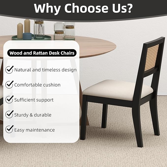 Westice Rattan Dining Chairs Set of 6, Farmhouse Natural Dining Room Chairs