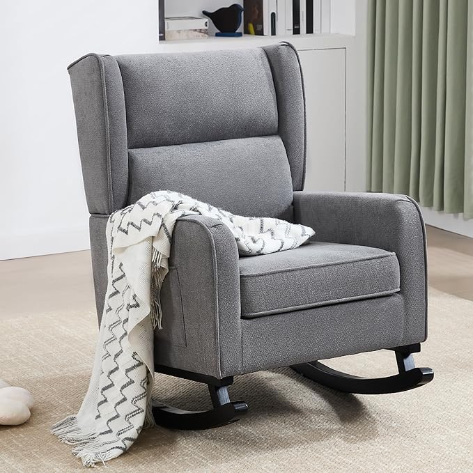 HCHAIRH Nursery Rocking Chairs, Modern Wingback Accent Chairs