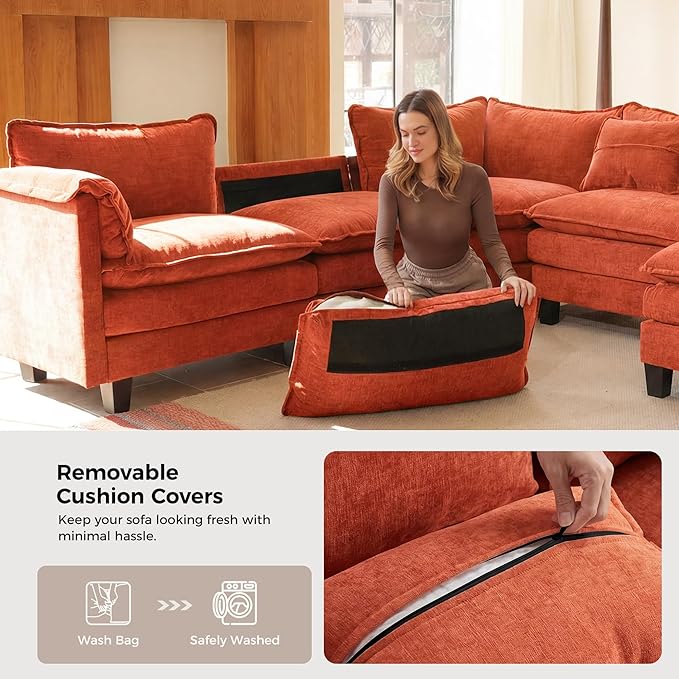 ELUCHANG Oversized 116" Modular Sectional Sofa, Comfy Cloud Couch, U Shaped