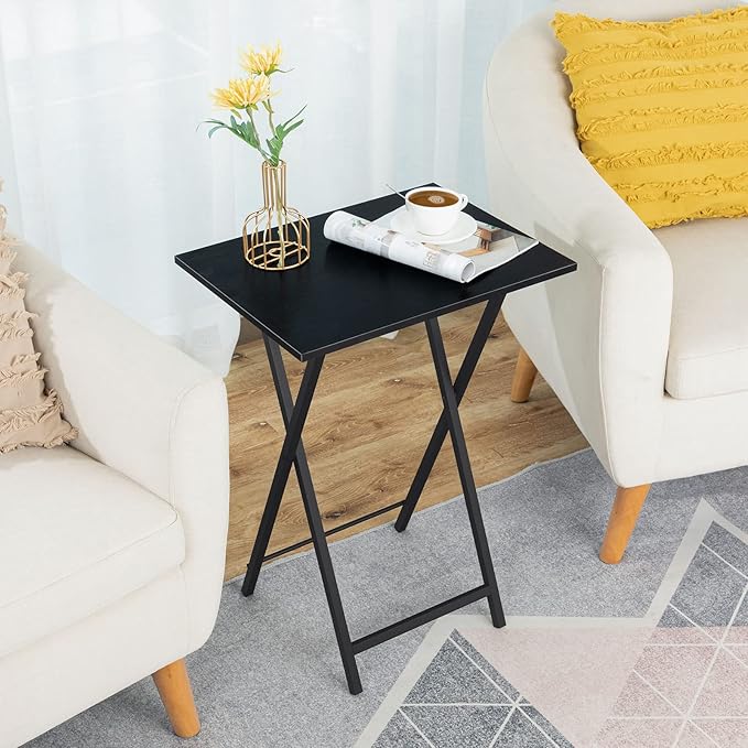 HOOBRO Folding TV Tray Tables, Industrial Snack Desk