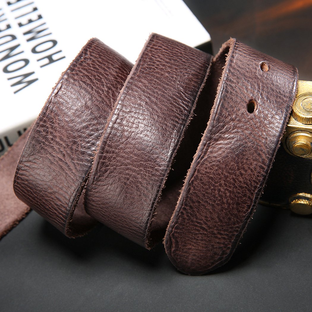 KEECOW Men's 100% Italian Cow Leather Belt Men With Anti-Scratch Buckle,Packed in a Box (1001-brown, 34-38)
