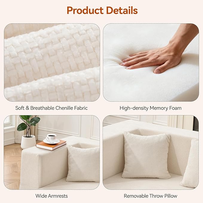 MONVANE Modular Sectional Sofa, Oversized 10 Seat Convertible U Shaped Couch