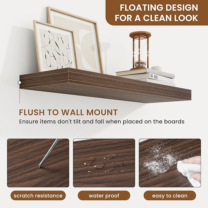 fuqing Floating Shelves for Wall, Wall Mounted Wood Floating Shelf