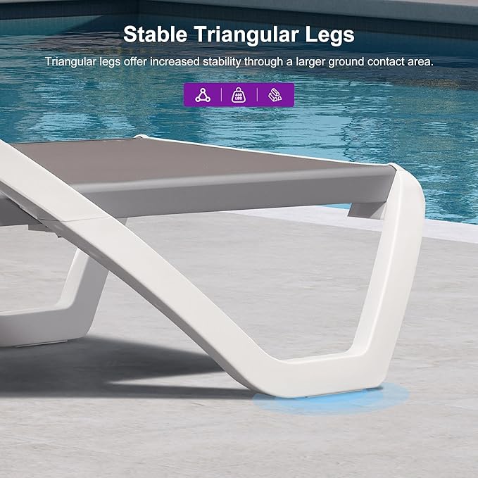 PURPLE LEAF Patio Chaise Lounge Chair Set Outside Aluminum Plastic Stackable