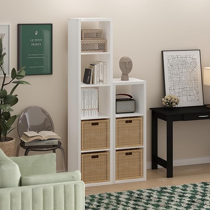 Furinno Cubicle Book Shelf, 3-Cube Bookshelf, Extra Thick Frame Horizontally &