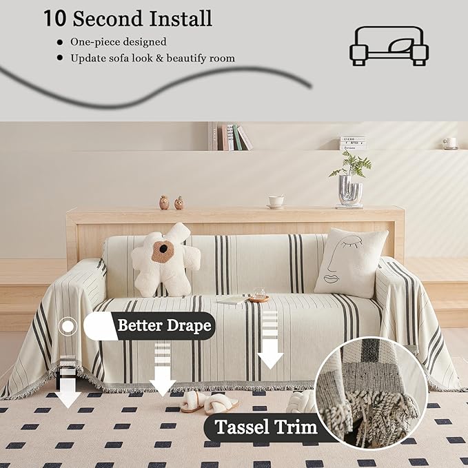 DREAMINGO Couch Cover Reversible Chenille Furniture Protector Sofa Covers
