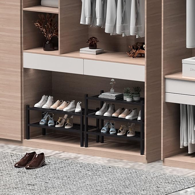 ROMGUAR CRAFT 2 Tier Bamboo Shoe Rack