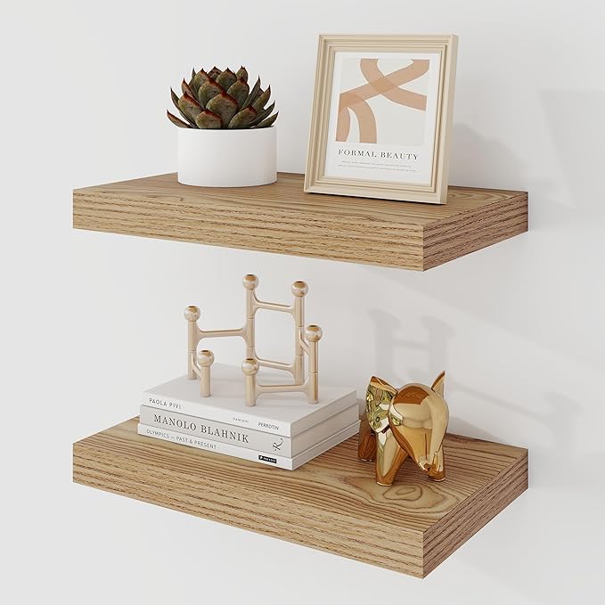 Acovy 16 Inch Floating Shelves, 9.3" Deep Floating Shelf Wall Mounted, Rustic