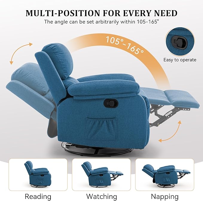 Korser Recliner Chair, 360 Swivel Rocker Chair
