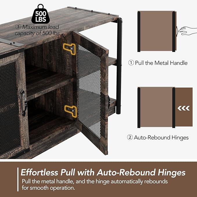 GarveeHome TV Stand for 65+ Inch TV, Rustic Entertainment Center TV Media