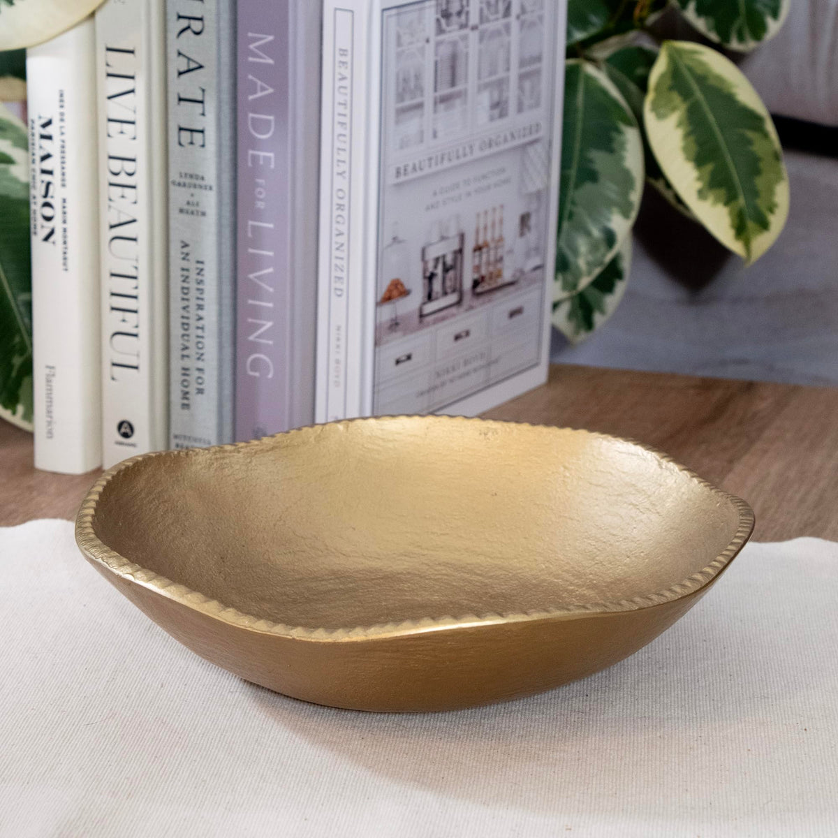 ANDALUCA Decorative Cast Metal Round Bowl 10 inch (Gold)