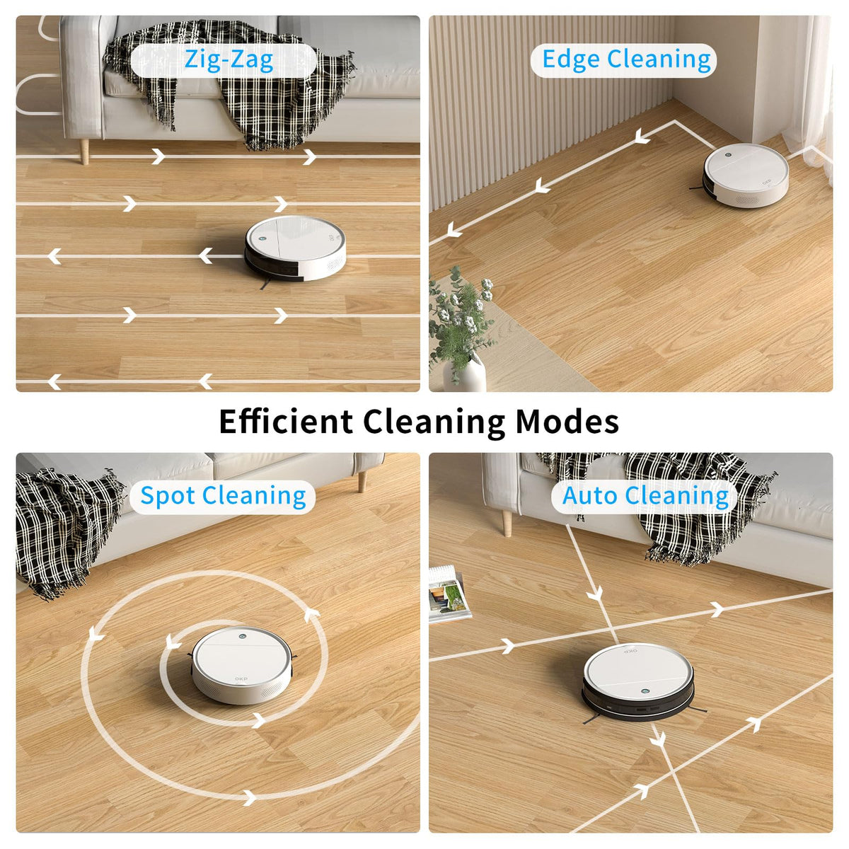 OKP Robot Vacuum Cleaner 2500Pa, 120 Min Runtime, Robotic Vacuum Cleaner with Schedule, WiFi/App/Alexa, Self-Charging, Slim Design, Quiet, Perfect for Hard Floors, Pet Hair, Carpets, K5