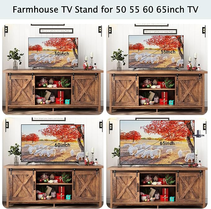 Farmhouse TV Stand for 55-65in TV
