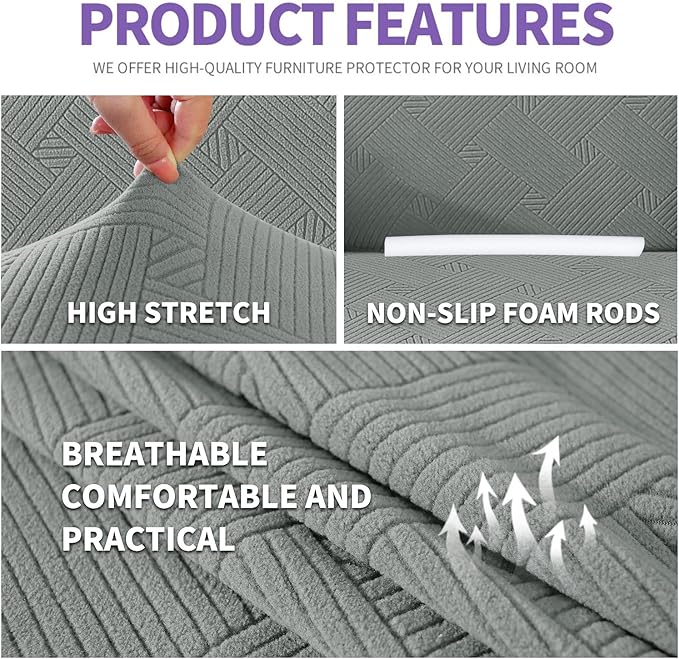 ZNSAYOTX Super Stretch Sofa Cover, New Striped Sofa Covers Fitted Slipcovers