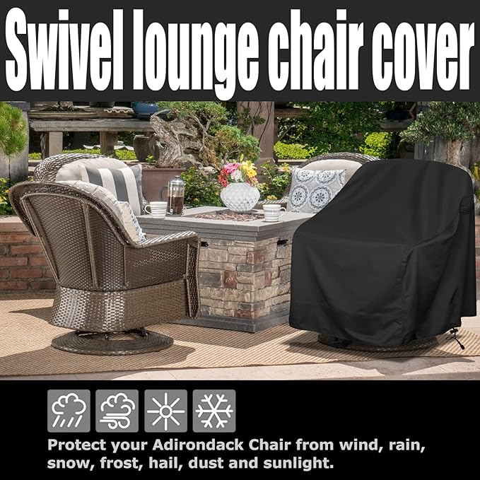 Outdoor Swivel Lounge Chair Cover 2 Pack, Waterproof Heavy Duty Outdoor Chair