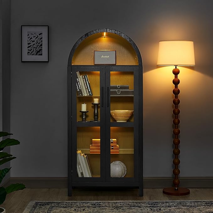 67" Black Tall Display Cabinet