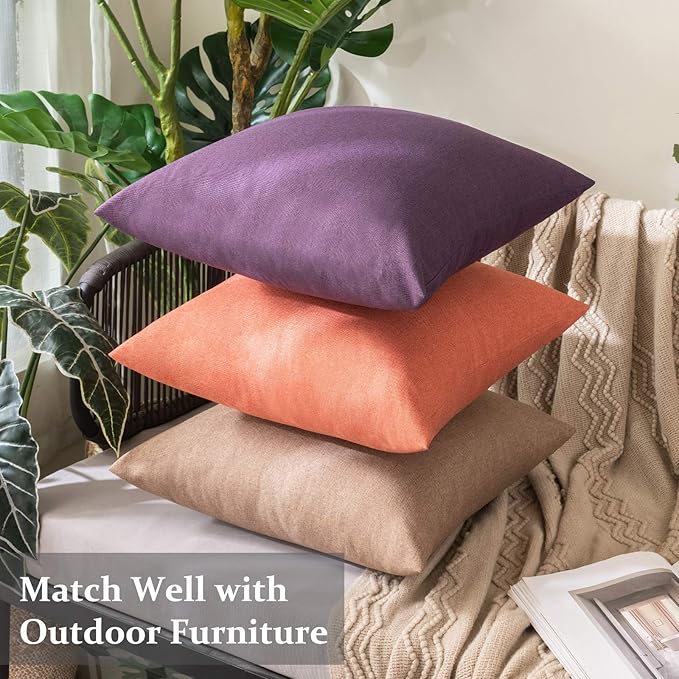 MIULEE Pack of 2 Decorative Outdoor Solid Waterproof Throw Pillow Covers Spring