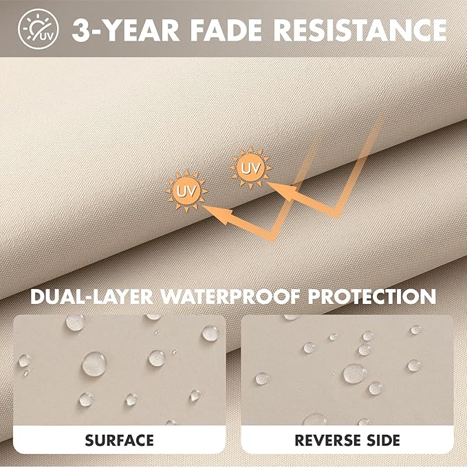 MIULEE Beige Outdoor Seat Cushion 24x24 Inch Waterproof & 3 Year Fade Resistant