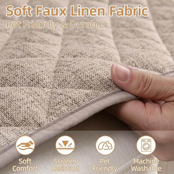 Dog Couch Cover for Sofa 100% Waterproof Faux Linen Sofa Covers for 3 Cushion