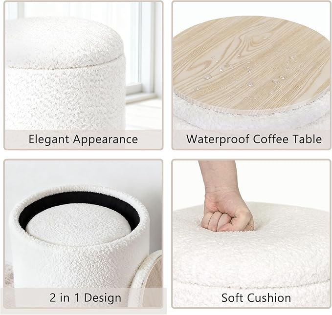 CAROLMADE Set of 2 Round Ottoman
