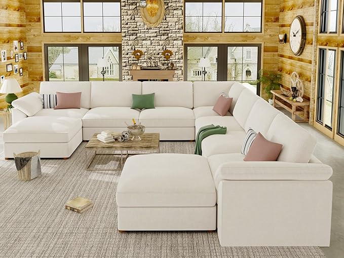 EASE MOOSE Oversized Sectional Modular Sofa，Comfty U Shape Sectional FSC