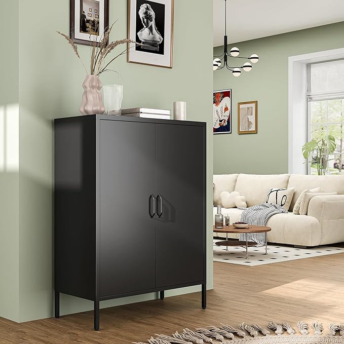 Bevivog Metal Locker Storage Cabinet, Home Office Metal Storage Cabinet Small