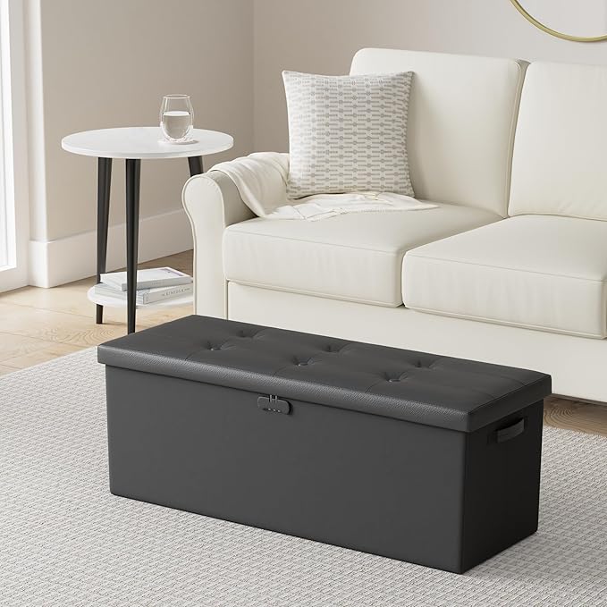 ENGPOW Storage Ottoman, Fireproof Folding Bench