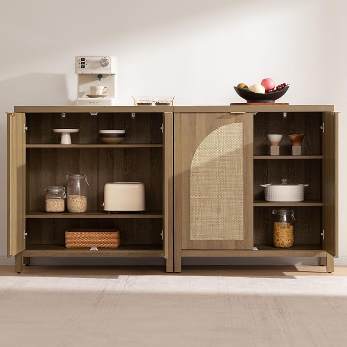 SICOTAS Rattan Sideboard Buffet Cabinet