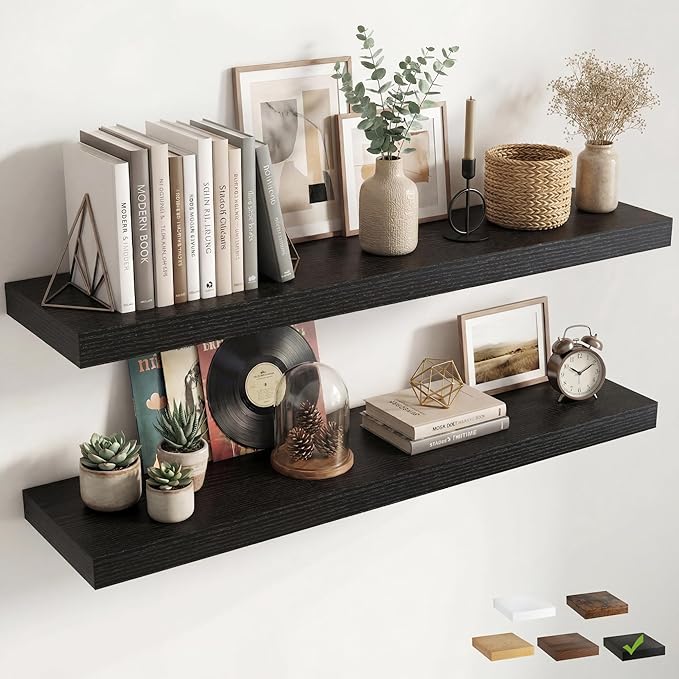 12 inch Deep Floating Shelves for Wall, 55 inch Wide Engineered Wood Wall