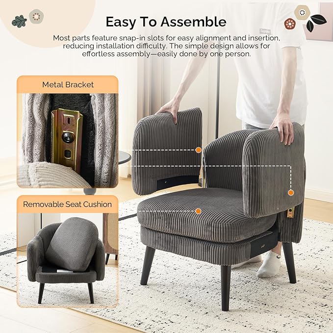 VINGLI 30.3" Wide Modern Barrel Accent Armchairs Set of 2