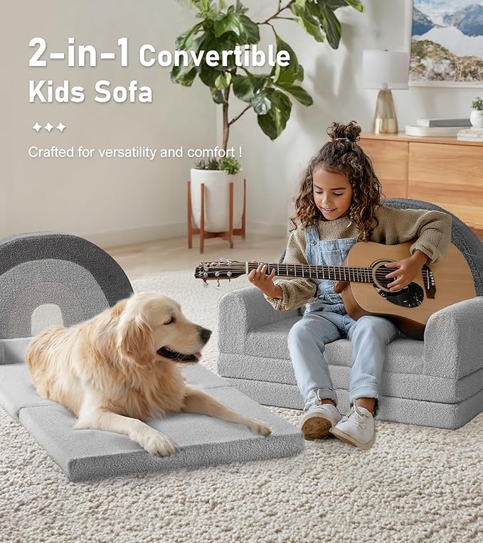 little dove Extra Wide Soft Toddler Couch Fold Out, Comfy Toddler Chair