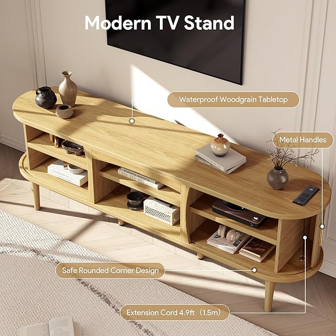 Decofy Mid Century TV Stand for TVs up to 80 Inches, Entertainment Center