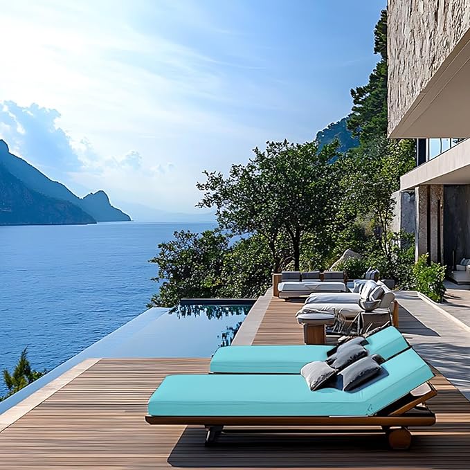 Outdoor Chaise Lounge Cushions for Patio, Waterproof Replacement Seat Cushions