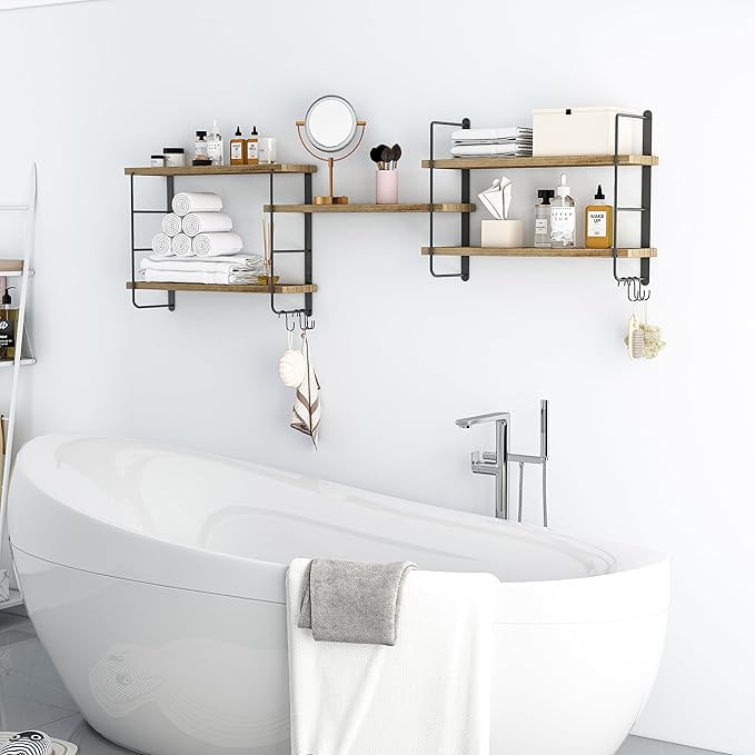 MXCSE Wall Shelves, Wall Mounted Floating Bookshelves, DIY Wood Hanging Shelves