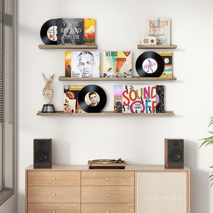 Floating Picture Ledge Shelves for Wall Set of 8, 16 Inch Wall Shelves