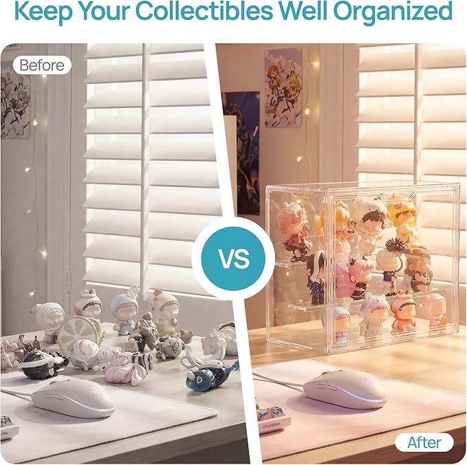Vtopmart 2 Pack Acrylic Display Case, Stackable Figure Display Case