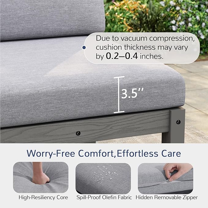 Stoog Modular L-Shaped Sectional Sofa Set, 8-Piece All-Weather Patio Furniture