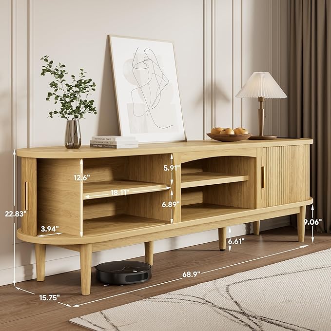 Decofy Mid Century TV Stand for TVs up to 80 Inches, Entertainment Center