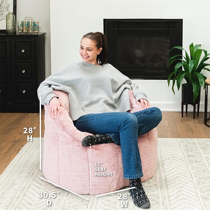 Big Joe Milano Bean Bag Chair for Kids, Ultra-Soft Mauve Plushie Polyester Blend