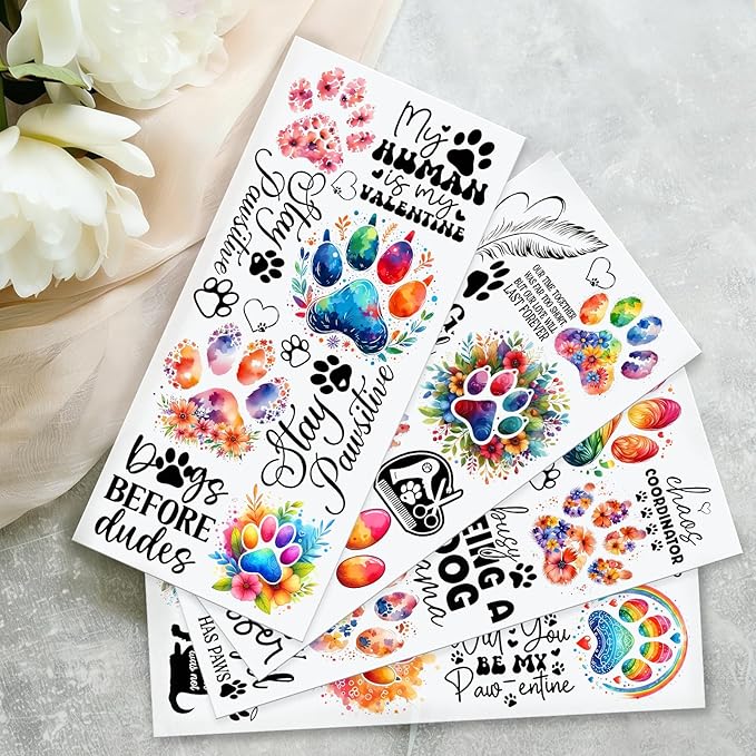 4 Sheets Rub on Transfers for Crafts, Paw Prints Furniture Transfers for Wood