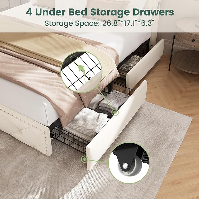 LARMACE Queen Size Bed Frame