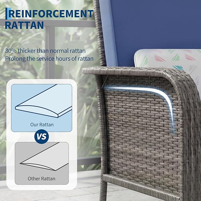 GarveeHome 2-Piece Outdoor Patio Furniture Set, All-Weather Rattan Chairs