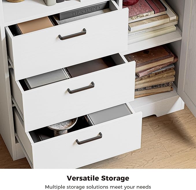 IRONCK Bookshelf, 70.9 Inch Tall Bookcase, 3-Tier Bookshelves