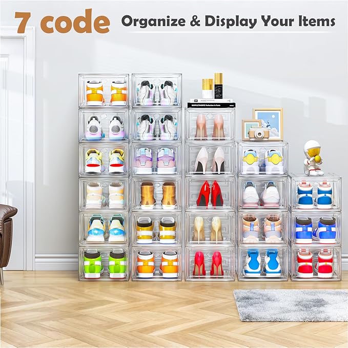 12 Pack Clear Shoe Storage Organizer