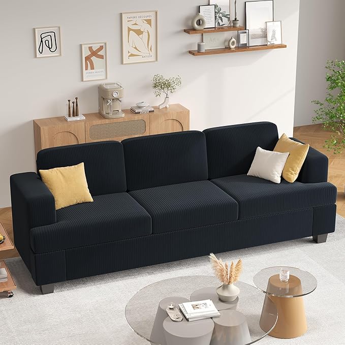 Apicizon 89" Dark Grey Couch for Living Room, Comfy Clound Couch 3 Seater Sofa