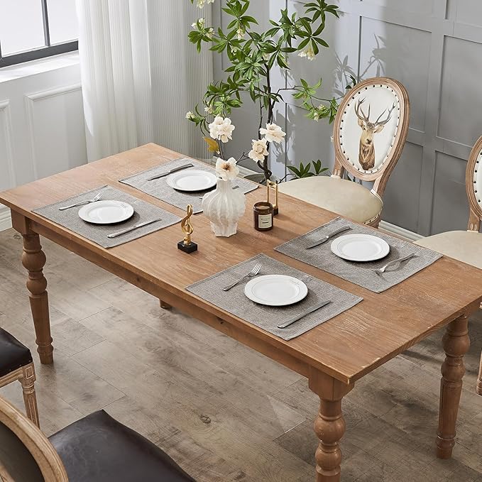 BALCONY & FALCON Placemats Set of 6 Faux Linen Cloth Place Mats Washable