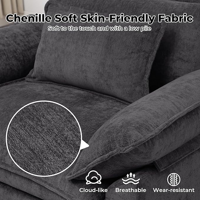 Oversized Accent Chairs Set of 2, Modern Chenille Cloud Sofa Chair
