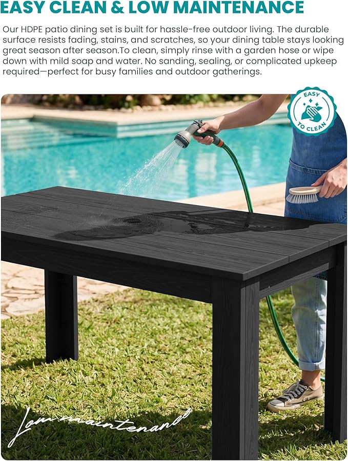 SERWALL Patio Dining Set with 15FT Double Side Umbrella, Outdoor Dining Sets