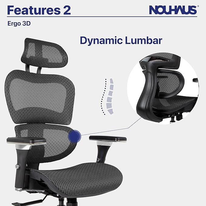 Nouhaus Ergo3D Ergonomic Office Chair Lumbar Support Mesh Office Chair