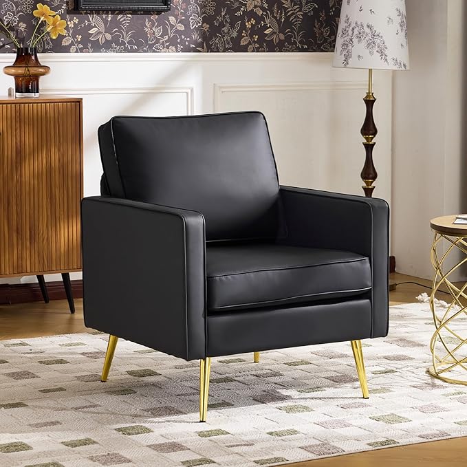 VINGLI Modern PU Leather Accent Chairs Set of 2, Single Sofa Chair